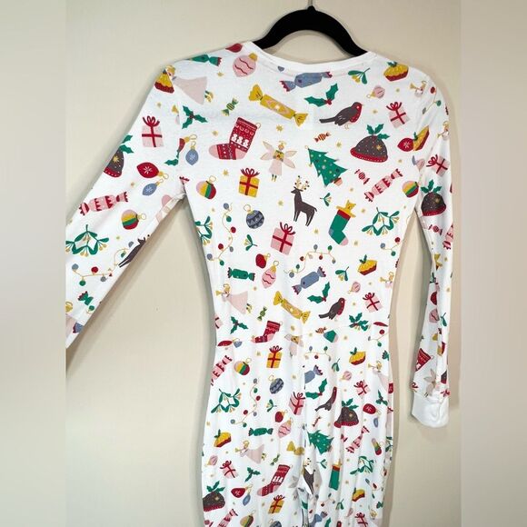 Mini Boden Button Front One Piece Christmas Holiday Pajamas 13 Y - Picture 7 of 9
